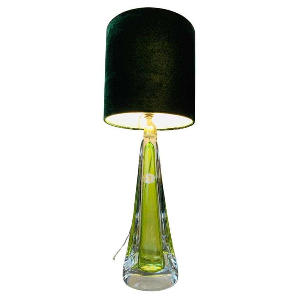 clear green glass table lamp