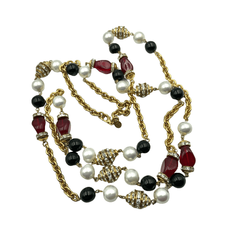 Louis Rousselet carnelian and glass pearl bead Necklace — Simply